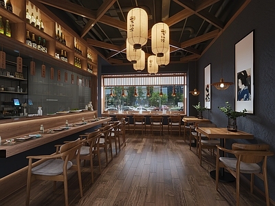 日式日韩餐厅3d模型