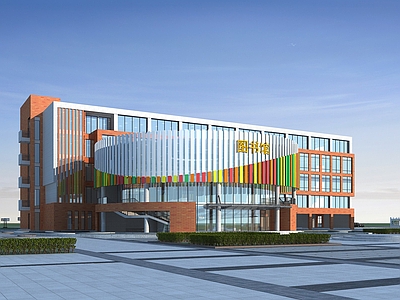 新中式学校外观鸟瞰规划3d模型下载