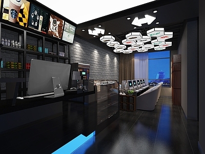 现代网吧前台3d模型