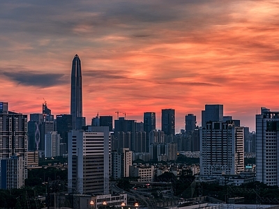 黄昏城市夜晚天空 晚上城市外景