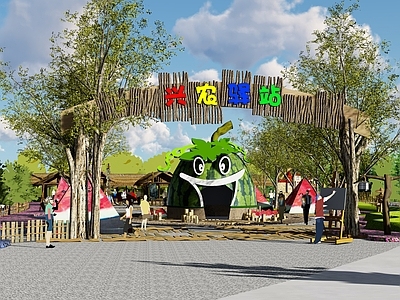 中式乡村振兴公园广场景观【ID:1113663050】