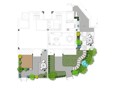 别墅庭院景观设计cad平面施工图