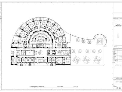 2500㎡弧形现代风格温泉酒店CAD平面方案
