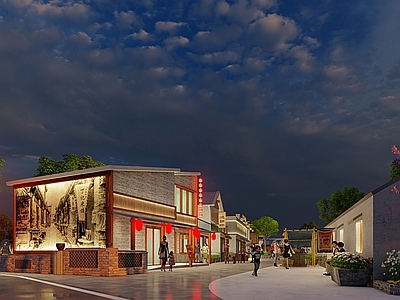 乡村商业街su模型