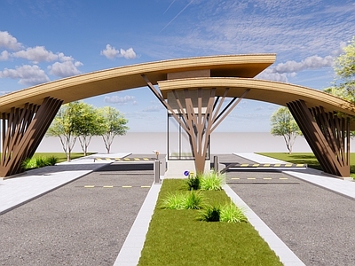 现代景区入口大门 公园入口 民宿农家乐入口大门