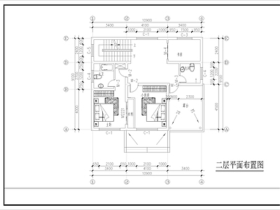 二层农村自建房别墅建筑 施工图