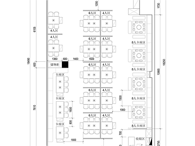 现代简约 重庆180m²烤肉店设计平面布局 施工图