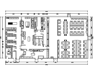 现代风格员工食堂平面布置 施工图