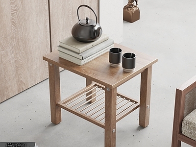 侘寂风边几 角几 茶具摆件 茶杯茶壶