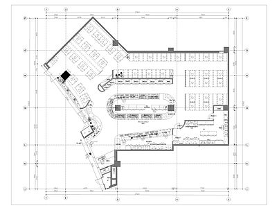 工业风烤肉店CAD平面布置图 施工图