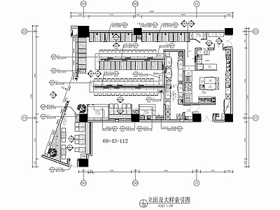 280㎡日式寿司餐厅CAD 施工图    日韩料理店