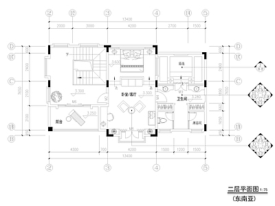 东南亚风格别墅室内 施工图