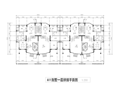 三层双拼别墅建筑 施工图