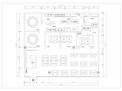 中式火锅店CAD平面布置图