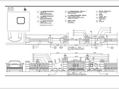 别墅入口大门及围墙细部 施工图 通用节点