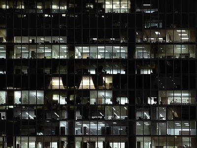 现代建筑外立面夜景玻璃 夜晚