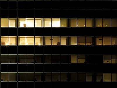 现代建筑外立面窗户夜景 夜晚