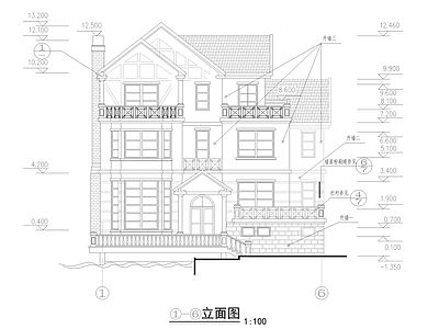 三层法式别墅建筑图 施工图