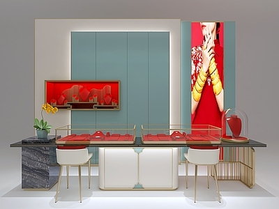 现代珠宝店展具 珠宝柜台 珠宝边厅 珠宝橱窗 展示台