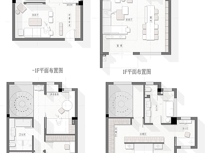 250平连排别墅项目平面图彩平图 三层别墅