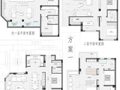 400平双拼别墅项目平面图彩平图 三层别墅