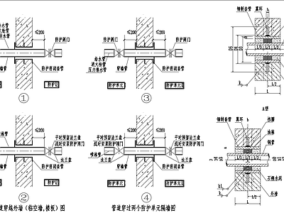 人防工程给排水管道安装通用节点 施工图