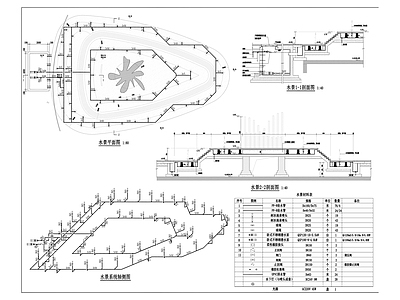 镜面水景给排水 施工图 园林景观给排水