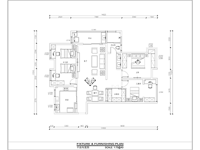 现代130平米三室两厅大平层室内精装修 施工图 别墅