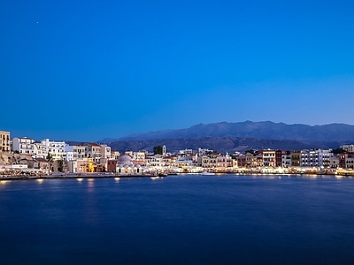 海边夜晚窗外 晚上城市外景