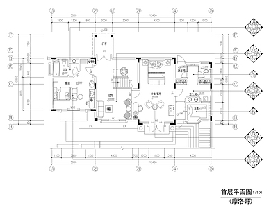 摩洛哥式二层别墅室内装修 施工图