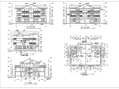 三层双拼别墅建筑 施工图