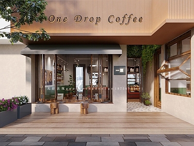 现代复古风咖啡店效果图