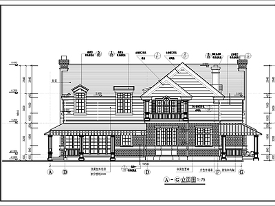 欧式二层高档别墅建筑 施工图