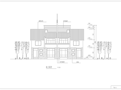 农村双拼别墅自建房建筑 施工图