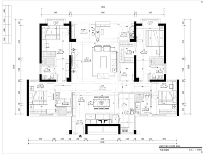 145㎡四房家装平层室内 施工图