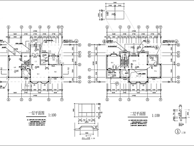 现代简欧风格别墅建筑图 施工图