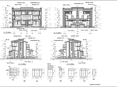 现代风格双拼别墅建筑 施工图