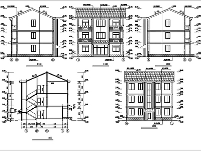 农村自建别墅建筑 施工图 自建房