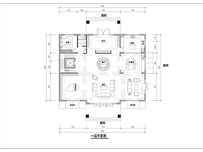 四层600平类独栋别墅建筑 施工图