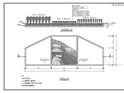 湿地花园净化水池 施工图 园林景观给排水