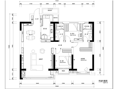 现代简约风格平层家装室内 施工图