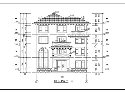 四层欧式别墅建筑 施工图