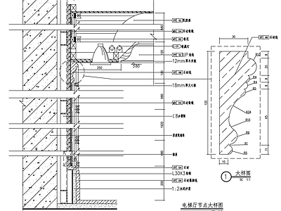 室内墙面 玻璃镜面 施工图 节点