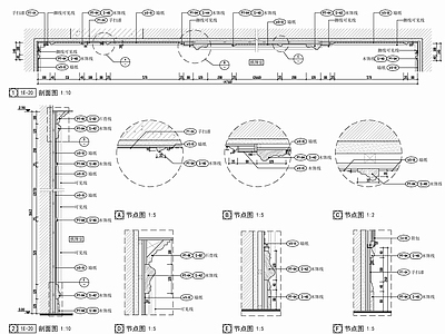 墙面造型护墙板节点大样 施工图