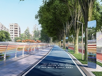 滨水滨河步道公园景观效果图