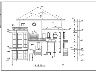 一套仿古豪华别墅建筑 施工图