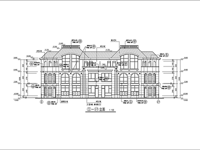 三层双拼别墅建筑 施工图