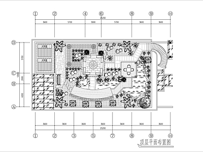 别墅屋顶花园景观 施工图