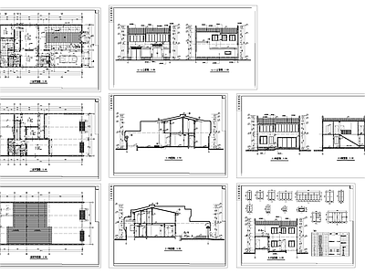 中式二层合院别墅建筑 施工图