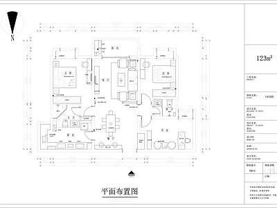 中式家装空间室内 施工图 平层